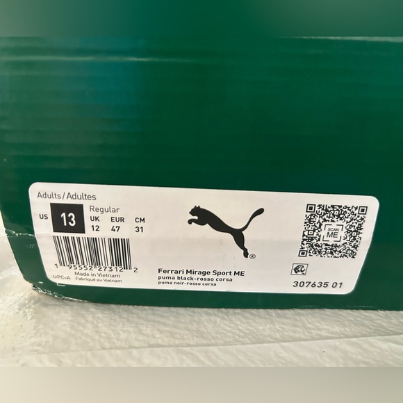 PUMA Scuderia Ferrari Mirage Sport 'Black Rosso Corsa' Sneakers 307635-01 Sz 13 - Picture 16 of 16